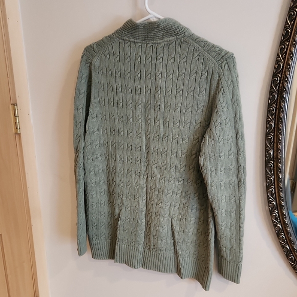 L.L. Bean Women's Green Cable Knit Cardigan - Picture 4 of 4